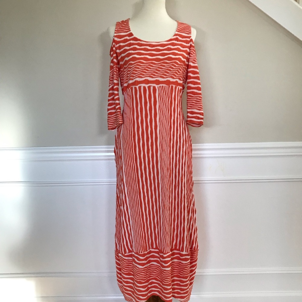 I C by Connie K | Cold Shoulder Striped Maxi Dress